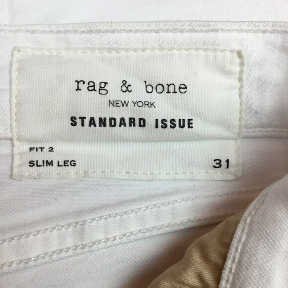 Rag & Bone White Fit 2 Slim Leg Standard Issue Jeans Mens 31 Buttonfly Aged Brig - Picture 12 of 15